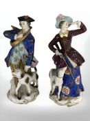 A pair of 20th century German porcelain figurines in the style of Meissen,