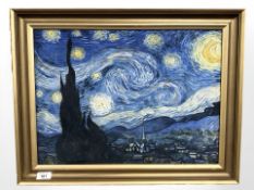 After Van Gogh : The Starry Night, print on fabric , 49 cm x 36 cm.