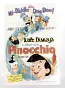 A Disney film poster : Pinocchio, copyright Walt Disney Productions,