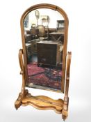 A Victorian walnut-framed cheval mirror, width 75 cm.