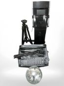 An Easy Karaoke machine, disco ball,