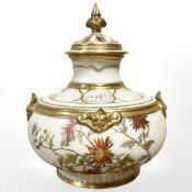 A Royal Worcester potpourri and cover, shape 1214,