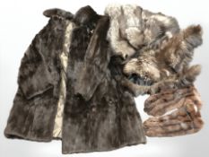A ladies mink fur coat and similar items.