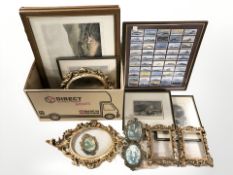 A group of pictures and prints, gilt framed mirrors, 19th century engravings, etc.