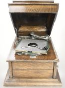 An oak cased Columbia grafonola gramophone.