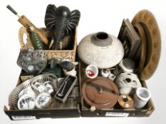 Assorted Scandinavian ceramics, mirrors, wicker basket, metal lantern, figures, etc.
