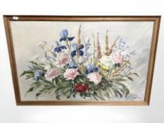 F Borch : Still life of flowers, oil on canvas, 111 cm x 69 cm.