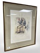 After Ros Goody : Gamekeeper with pheasants, limited edition colour print, 35.5 cm x 48 cm.