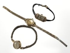 A lady's 9ct gold rectangular-cased wristwatch, retailed by James Carr, Aberdeen,