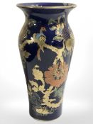 A Masons blue ground porcelain vase, height 26 cm.