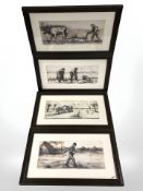 Four prints after Van Gogh all depicting farming scenes,