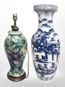 A Moorcoft table lamp base, height 45 cm,