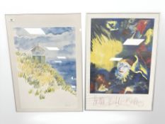 Danish School : Coastal study, colour print, indistinctly signed, 42 cm x 59 cm,