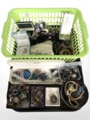 Assorted costume jewellery including decorative glass bead earrings, pendants and bracelets,