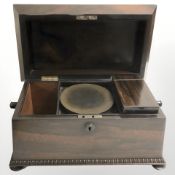A William IV rosewood tea caddy, width 36 cm.