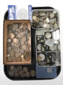 Assorted British Victorian and later pre-decimal coins, crowns, decimal coin set, reference guide,