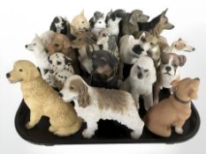 A collection of Leonardo resin dogs.