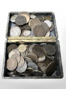 A small box of Georgian and later coins some Victorian silver pieces,
