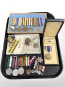 A group of medals including a WWI/WWII medal group comprising British War Medal,
