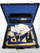 A leather case of masonic regalia, medals, etc.