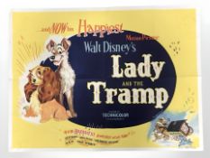 A Disney film poster : Lady & The Tramp, printed by in England by S. & D.S.