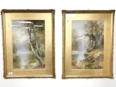 Thomas Tayler Ireland, British (1894-1921) : A tranquil stream by a river bank, watercolour,