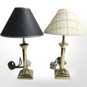 Pair of modern brass table lamps,