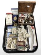 Assorted costume jewellery, simulated pearls, dress rings,