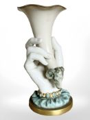 A Royal Worcester vase modelled as a hand