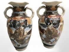 A pair of 20th century Satsuma earthen ware vases,