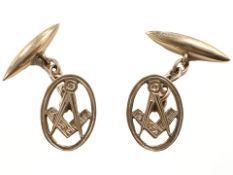 A pair of 9ct gold Masonic cuff links CONDITION REPORT: 6.
