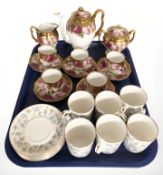 A Royal Albert thirteen piece part tea service decorated with pink roses and a further six Royal