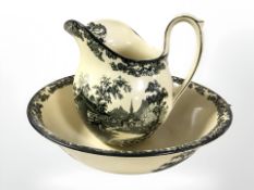 A Newport Genevese pottery wash jug and basin