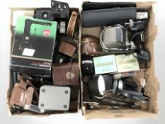 A quantity of vintage cameras, photography accessories, pair of headphones, etc.