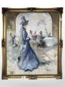 Cortez : Portrait of a lady wearing a blue dress, oil on canvas, 49 cm x 59 cm.