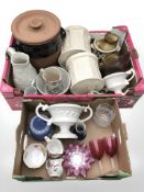 Ceramics including terracotta lidded jar, jasperware items, Masons pottery, etc.