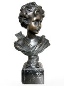 After Agathon Leonard (French 1841-1923) A bronze bust of Cupid with quiver,