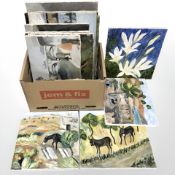 Unframed continental oils on canvas, still life study, landscapes, etc.