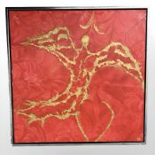 Danish School : An angel in flight, oil on canvas, 80 cm x 80 cm.