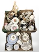 Assorted figures, dinner wares, collector's plates, Maling storm bowl,