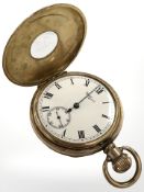 A Waltham gold-plated half-hunter pocket watch,