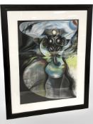 20th Century School : Abstract figure, colour chalks, 59 cm x 43 cm.