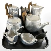 A group of Picquot tea wares, a further EPNS coffee pot and a milk jug.