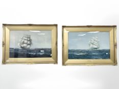 After Montague Dawson : 'Racing Clippers', colour print, 63 cm x 41 cm,