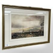 19th Century School : Figures on a shoot, watercolour, 44 cm x 28 cm.