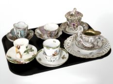 A group of Dresden porcelain tea cups and saucers,