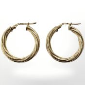 A pair of 9ct yellow gold hoop earrings. CONDITION REPORT: 3.4g.