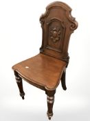 A Victorian mahogany hall chair