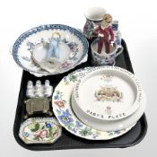 Two Royal Worcester figures 'The Parakeet', both as found, Masons vase, Burslem vase,