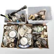 A large quantity of ceramics, EPNS tea service, ships decanter, figurines, etc.